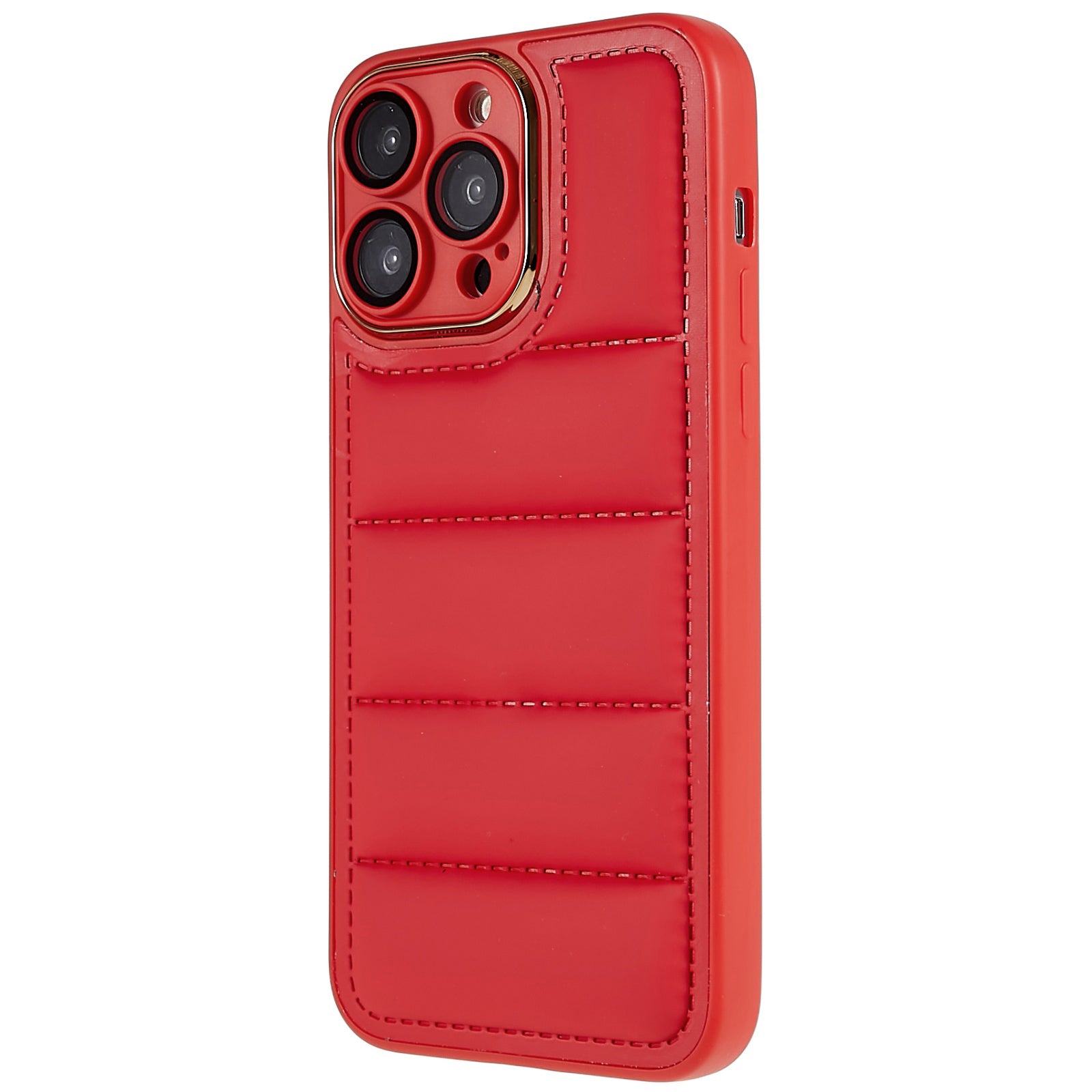 For iPhone 13 Pro Max 6.7 inch Electroplating Lens Frame TPU Case Down Jacket Design Phone Shell with Glass Lens Protector For iPhone 13 Pro Max 6.7 inch Electroplating Lens Frame TPU Case Down Jacket Design Phone Shell with Glass Lens Protector